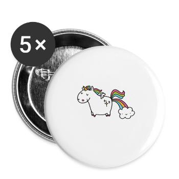 Unicorn Rainbow - Buttons large 2.2''/56 mm (5-pack) - white - Front