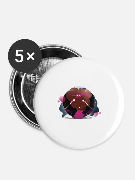 Planet - Superheld Charakter - Buttons groß 56 mm (5er Pack) - Weiß