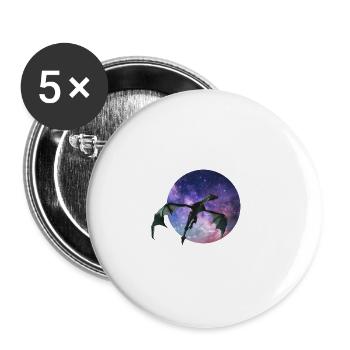 Drache - Buttons groß 56 mm (5er Pack) - Weiß - Vorne