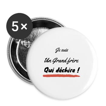 T shirt je suis un grand frère qui déchire - Lot de 5 grands badges (56 mm) - blanc - Devant