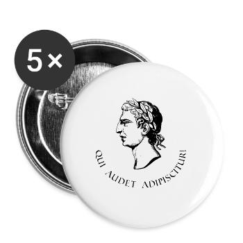 wer wagt gewinnt latein schwarz - Buttons groß 56 mm (5er Pack) - Weiß - Vorne
