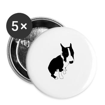 Bull Terrier - Lot de 5 grands badges (56 mm) - blanc - Devant