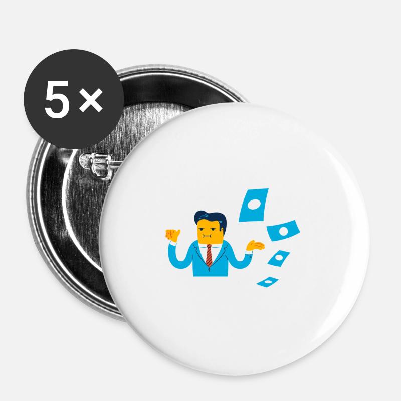 Flame - Finance - Buttons large 2.2''/56 mm (5-pack) - white