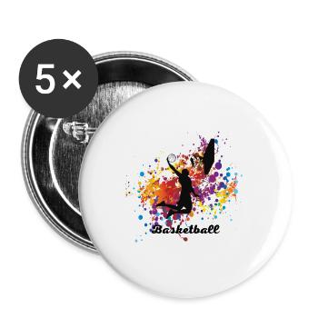 Basketball - Buttons groß 56 mm (5er Pack) - Weiß - Vorne