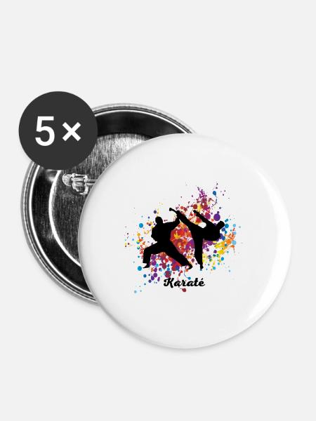 Karate - Buttons groß 56 mm (5er Pack) - Weiß