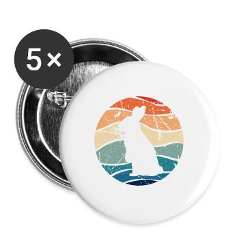 Rabbit Easter Retro Gift - Buttons large 2.2''/56 mm (5-pack) - white - Front