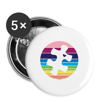 Retro Puzzle Heart Autism Awar... Autism Awareness - Buttons groß 56 mm (5er Pack) - Weiß - Vorne