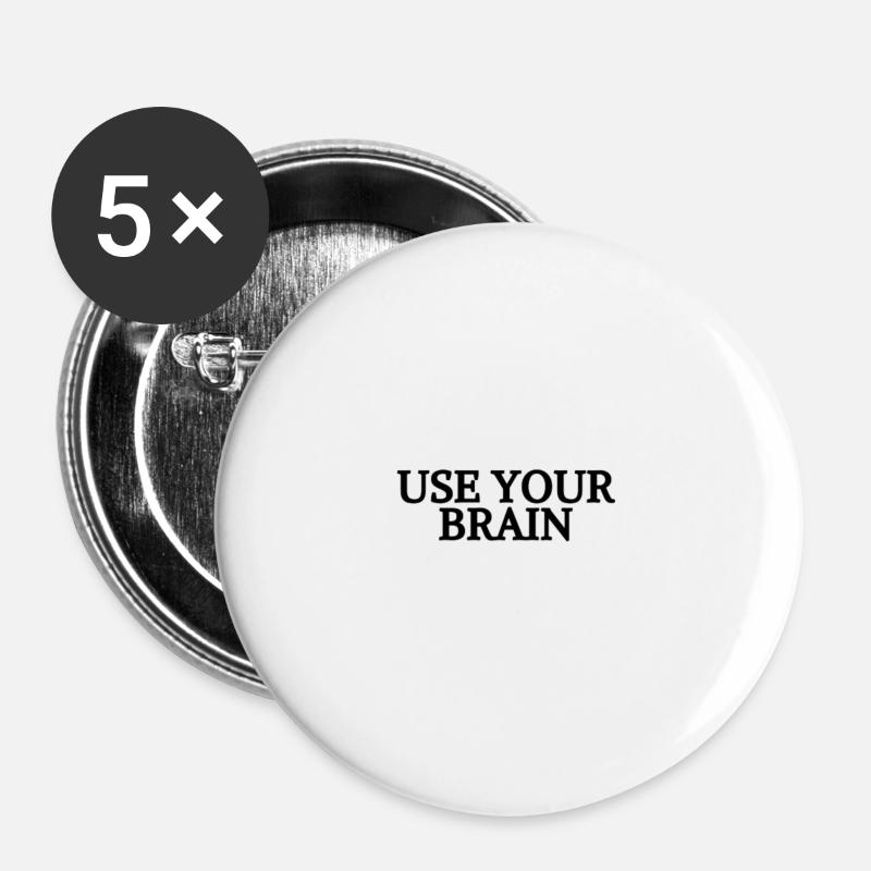USE YOUR BRAIN - Buttons large 2.2''/56 mm (5-pack) - white