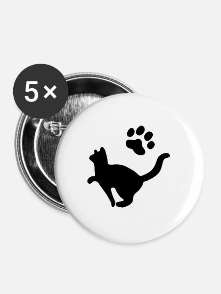 Katze Kater Haustier - Buttons groß 56 mm (5er Pack) - Weiß