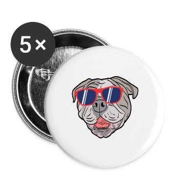 Sunglasses Cute Adorable Dog For Certified Dog - Buttons groß 56 mm (5er Pack) - Weiß - Vorne