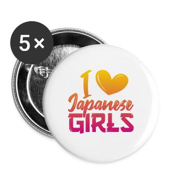 I love Japanese girls - Buttons large 2.2''/56 mm (5-pack) - white - Front