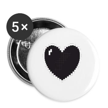 Cadeau Heart Pixel Gamer - Lot de 5 grands badges (56 mm) - blanc - Devant