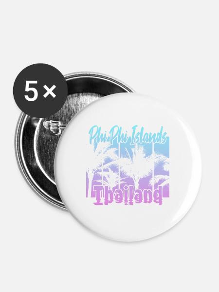 Phi Phi Islands Thailand - Buttons groß 56 mm (5er Pack) - Weiß