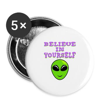 Croyez en vous-même Conception de T-shirt de - Lot de 5 grands badges (56 mm) - blanc - Devant