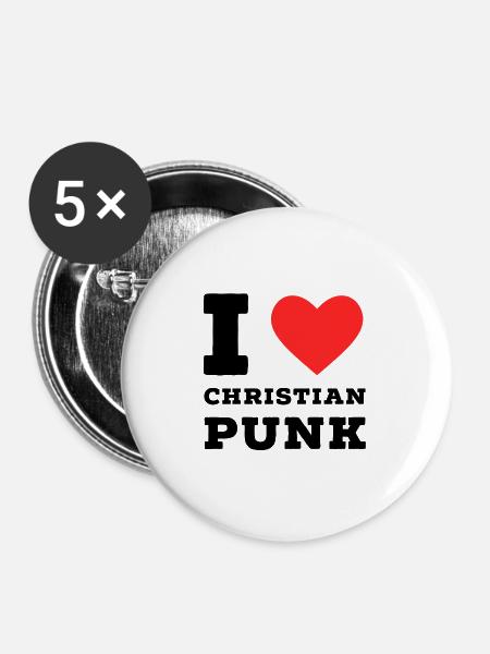 Ich liebe christlichen Punk - Buttons groß 56 mm (5er Pack) - Weiß