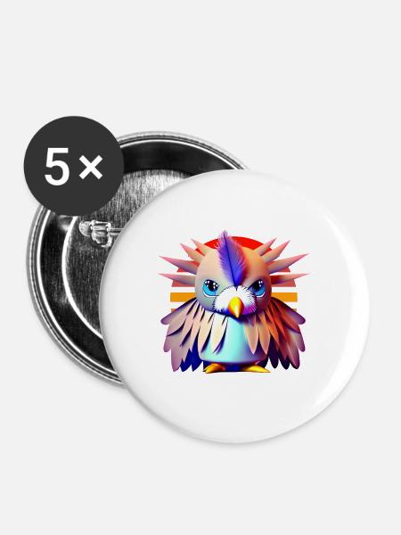Polygon Vogel - Buttons groß 56 mm (5er Pack) - Weiß