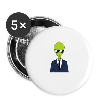 Drumming Shirt For Drummers "Drum & Bass Alien" - Buttons large 2.2''/56 mm (5-pack) - white - Front