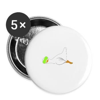 Ente lustig faul Spruch - Buttons groß 56 mm (5er Pack) - Weiß - Vorne