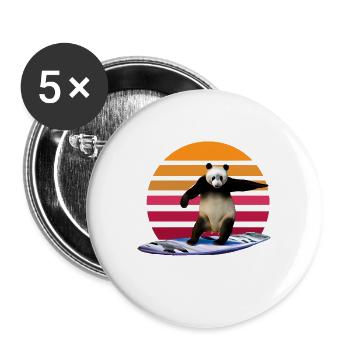 Panda Surfer - Lot de 5 grands badges (56 mm) - blanc - Devant