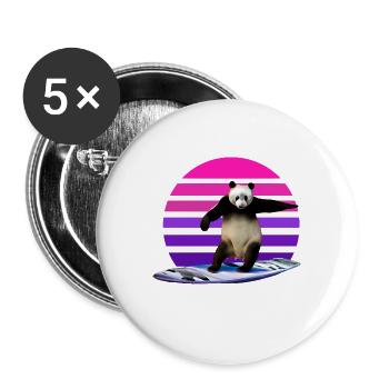 Panda Surfer - Buttons large 2.2''/56 mm (5-pack) - white - Front