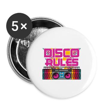Retro Boombox Radio Music Rhythm Collection - Buttons groß 56 mm (5er Pack) - Weiß - Vorne