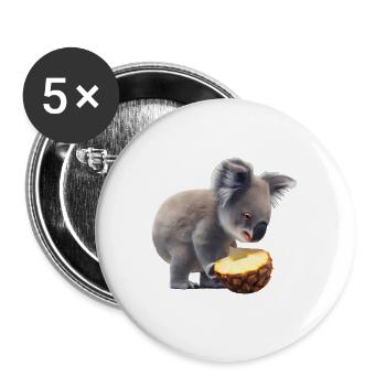 Koala and pineapple - Buttons large 2.2''/56 mm (5-pack) - white - Front