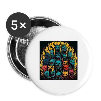 Monster - Buttons groß 56 mm (5er Pack) - Weiß - Vorne