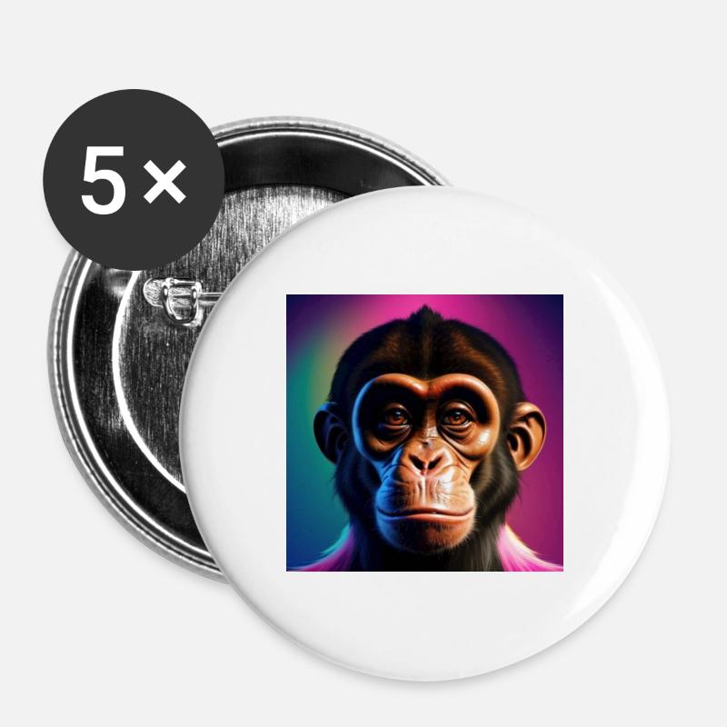 Naughty Monkey - Buttons large 2.2''/56 mm (5-pack) - white