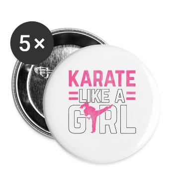 Le karaté comme une fille - Lot de 5 grands badges (56 mm) - blanc - Devant