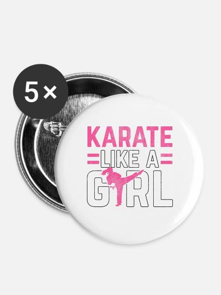 Karate wie ein Mädchen - Buttons groß 56 mm (5er Pack) - Weiß