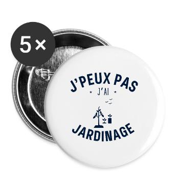J peux pas j ai jardinage - Lot de 5 grands badges (56 mm) - blanc - Devant
