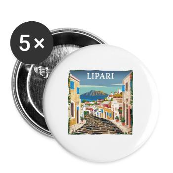 Lipari Italy: Dream Beach Summer Vacation - Buttons large 2.2''/56 mm (5-pack) - white - Front