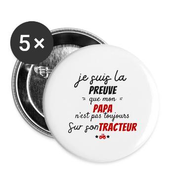 Ein Beweis dafür, dass mein Vater, mein Traktor, mein Vater, mein Landwirt, mein Vater - Buttons groß 56 mm (5er Pack) - Weiß - Vorne
