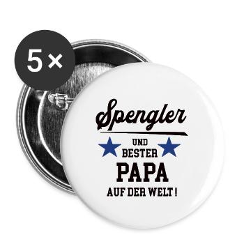 Bester Papa Spengler Spenglerei Klempner Vater - Buttons groß 56 mm (5er Pack) - Weiß - Vorne