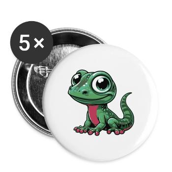 Lézard - Lot de 5 grands badges (56 mm) - blanc - Devant