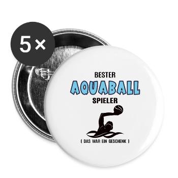 Aquaball Spieler Bester Aquaballer Geburtstag - Buttons groß 56 mm (5er Pack) - Weiß - Vorne