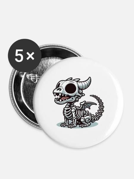 Drache - Buttons groß 56 mm (5er Pack) - Weiß