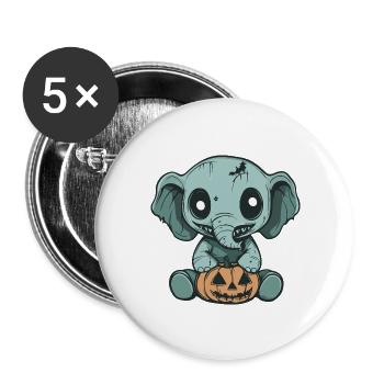 Elefant Halloween Lustig Zombie - Buttons groß 56 mm (5er Pack) - Weiß - Vorne