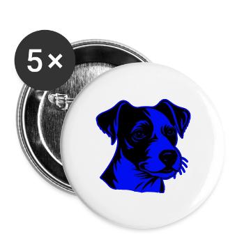 Jack Russel Terrier Hund Porträt - Buttons groß 56 mm (5er Pack) - Weiß - Vorne