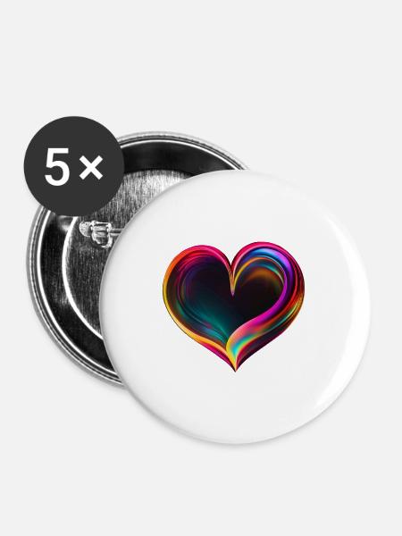 Herz für Kunstliebhaber - Buttons groß 56 mm (5er Pack) - Weiß