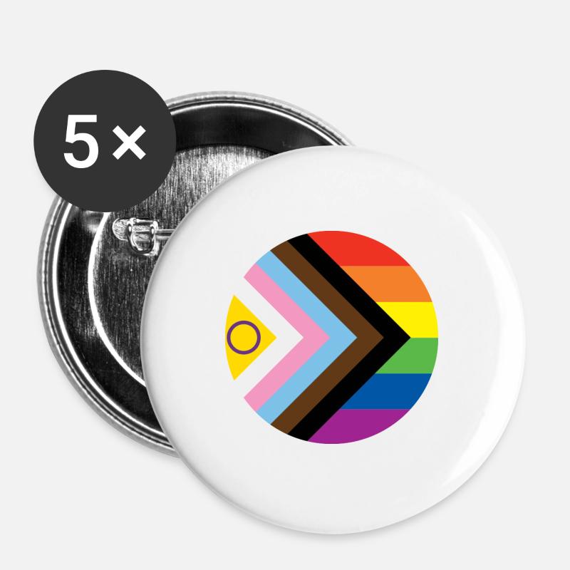 Pride Flag - Buttons large 2.2''/56 mm (5-pack) - white