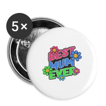 Best Mum ever - Buttons large 2.2''/56 mm (5-pack) - white - Front
