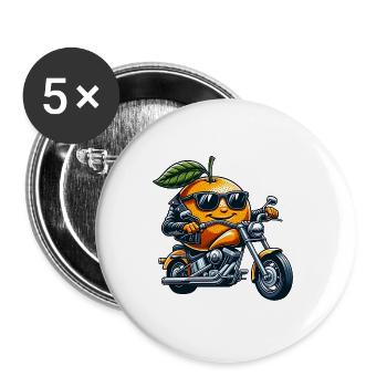 Cool Moto Orange Biker Fruit - Lot de 5 grands badges (56 mm) - blanc - Devant