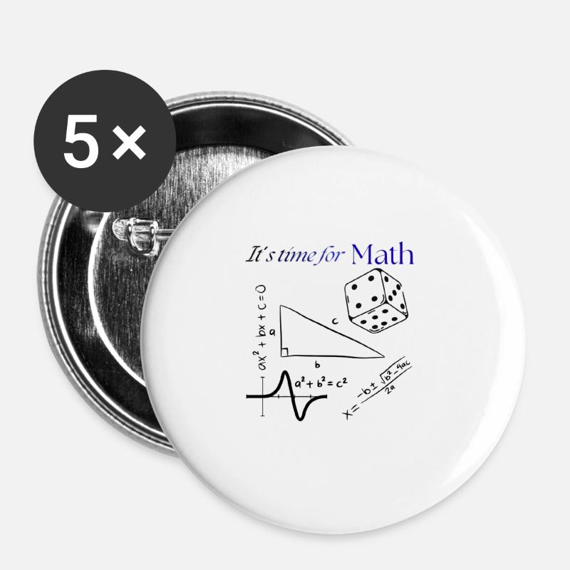 Its time for math - Buttons large 2.2''/56 mm (5-pack) - white