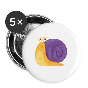 Friendly snail - Buttons large 2.2''/56 mm (5-pack) - white - Front