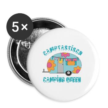 Wohnwagen Camptastisch Camping Queen - Buttons groß 56 mm (5er Pack) - Weiß - Vorne