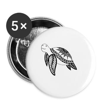 Schildkröte Blume - Buttons groß 56 mm (5er Pack) - Weiß - Vorne