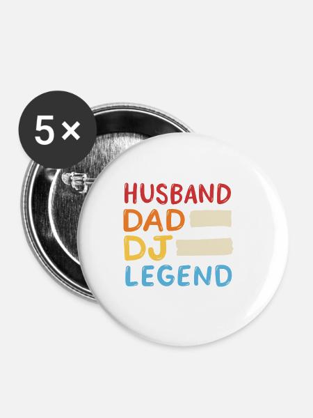 Husband Dad DJ Legend - Buttons groß 56 mm (5er Pack) - Weiß