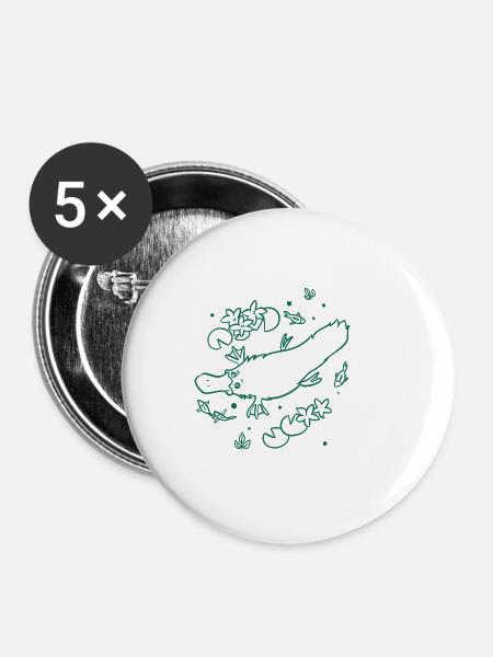 Watschelente - Gänsevögel - Buttons groß 56 mm (5er Pack) - Weiß