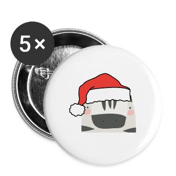 Zèbre de Noël - Lot de 5 grands badges (56 mm) - blanc - Devant